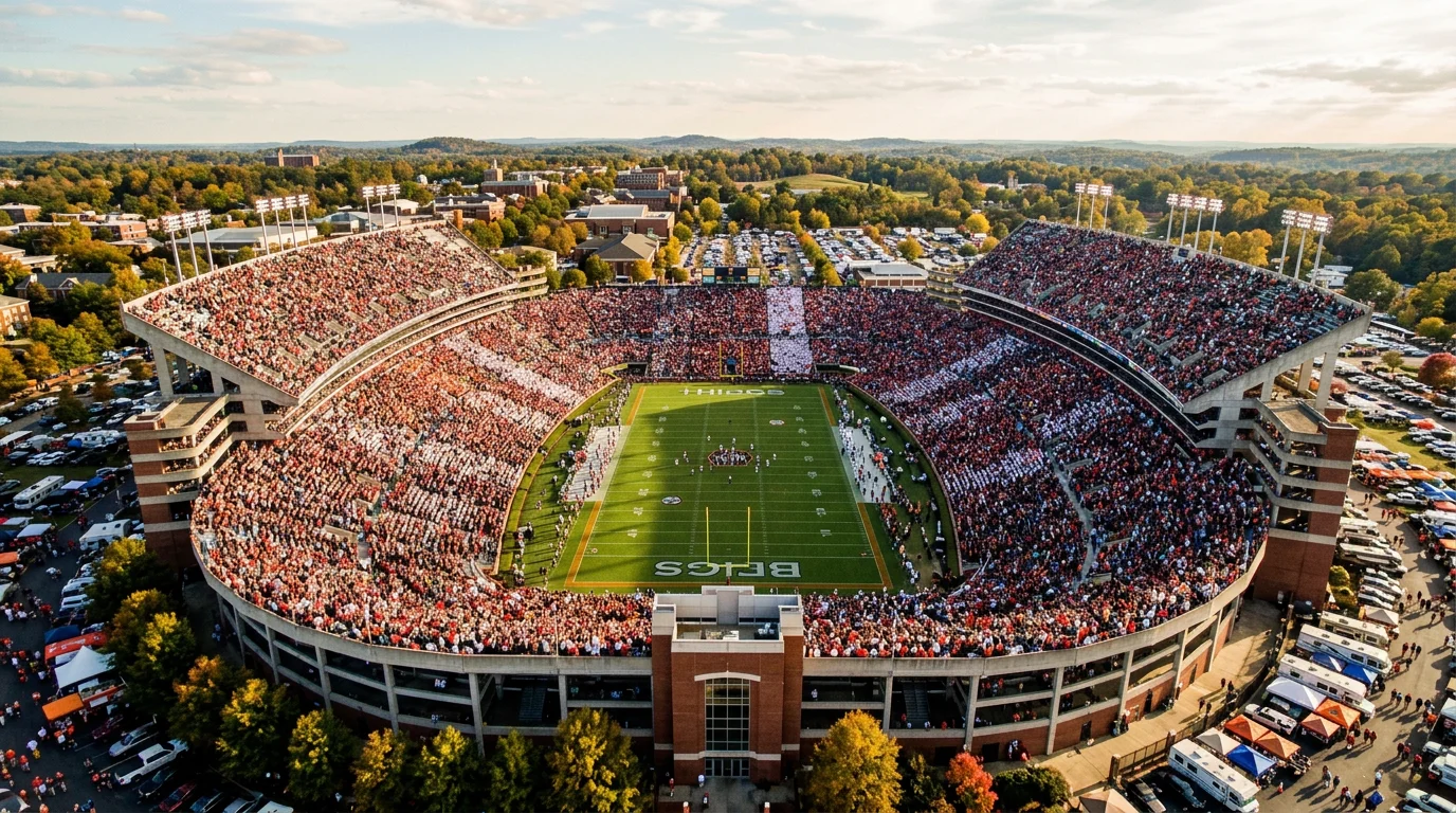 Estadio de fútbol americano universitario del sur de Estados Unidos lleno de aficionados